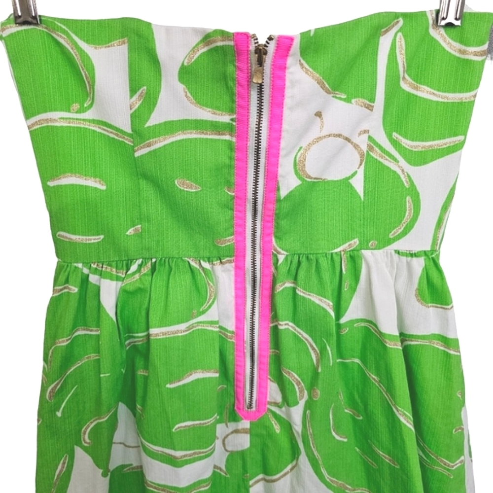 Nwot Lilly Pulitzer Strapless Stinger Bee White/Green/Gold Lottie Summer Dress - Picture 12 of 17